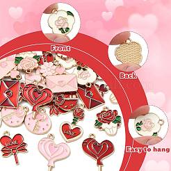 30 stücke 15 stile valentinstag thema legierung emaille anhänger&nbsp;ENAM-FS0004-22