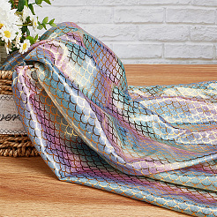 Glitzernder Fischschuppenstoff aus Polyester mit Meerjungfrauen-Print und Hologramm&nbsp;DIY-WH0304-480