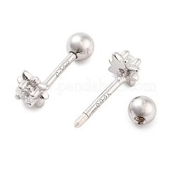 925 Sterling Silber Micro Pave Kubisch Zirkonia Knorpel Ohrringe für Frauen&nbsp;EJEW-F342-06P