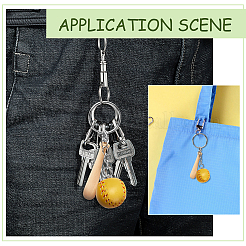12 mini porte-clés pendentif en cuir PU avec batte de baseball en bois&nbsp;DIY-SP0001-51B