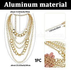 1 Stück mehrlagige Halsketten aus kubanischer Gliederkette aus Aluminium für Damen&nbsp;NJEW-SP0001-10G