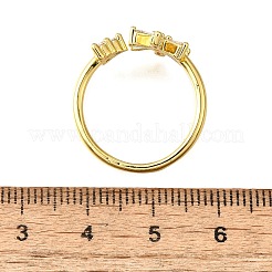 Bagues de manchette en laiton avec micro pavé de zircone cubique transparente pour femmes&nbsp;RJEW-H247-18G