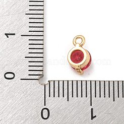 Flache runde Messing Mikro ebnen Zirkonia Anhänger / charms&nbsp;KK-Z072-02KCG-05