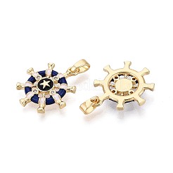 Anhänger aus Messing mit Mikropflaster und klarem Zirkonia und Emaille&nbsp;KK-T075-91B-G