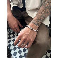 Armbänder aus natürlichem Tigerauge und Perlen aus Edelstahlnugget&nbsp;WG37350-01