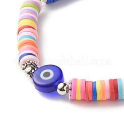 Braccialetto elastico fatto a mano con perline heishi in argilla polimerica&nbsp;BJEW-JB07372