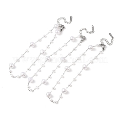 Bracelets à maillons en perles rondes en plastique ABS&nbsp;BJEW-G774-05P
