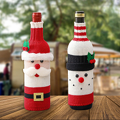 2 manchon de bouteille de vin en fibre acrylique de Noël&nbsp;AJEW-CN0005-56