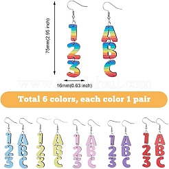 6 juego de pendientes colgantes de madera de 6 colores con alfileres de hierro&nbsp;EJEW-FI0003-27