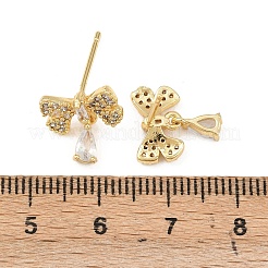 Ohrstecker aus Messing mit Mikropavé und klaren Zirkonia-Schleifen&nbsp;EJEW-F400-14G