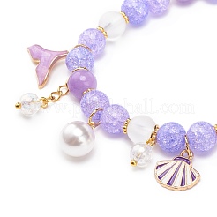 Pulsera elástica con cuentas de jade amarillo natural y cuarzo craquelado sintético&nbsp;BJEW-JB08527