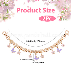 2 pendentif en alliage émaillé en forme de papillon lilas et de fleur rose pour sac en aluminium&nbsp;HJEW-BBC0001-38