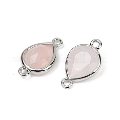 Dijes de conector facetado de cuarzo rosa natural&nbsp;G-L514-048G-10