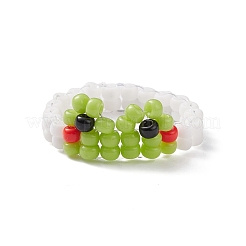 Geflochtener Perlen-Fingerring aus Glassamen in Froschform für Frauen&nbsp;RJEW-TA00052