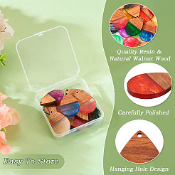 16 pièces 8 couleurs résine transparente et pendentifs en bois de noyer&nbsp;RESI-TA0002-66