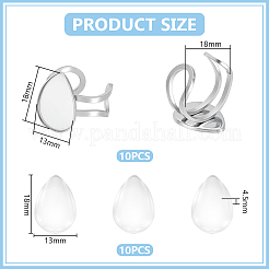 DIY-Set zur Herstellung offener Manschettenringe aus Edelstahl 304 in Tropfenform&nbsp;STAS-UN0064-57