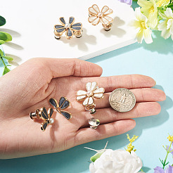 4 Stück 2 Farben Blumenlegierung Emaille verstellbare Jeansknopfstifte&nbsp;DIY-TA0014-92