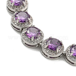 Braccialetti a maglie tonde piatte in ottone placcato a cremagliera con vetro da donna&nbsp;BJEW-H604-02P
