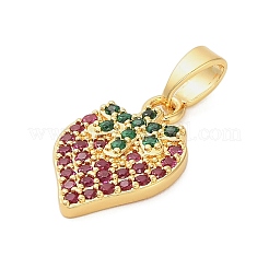 Pendentifs avec zircon cubiques à micro-pavés en laiton&nbsp;KK-B158-02G-02