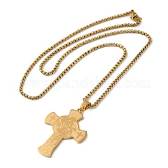 Halsketten mit Anhänger aus Edelstahl mit dem Kreuz des Heiligen Christophorus&nbsp;LS-NJEW-F324-01G