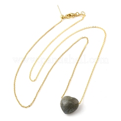 Collier pendentif coeur en labradorite naturelle avec chaînes câblées en alliage doré&nbsp;NJEW-G116-01G