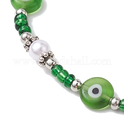 Bracciale elasticizzato con perline di semi di vetro e lavorazione a lume del malocchio&nbsp;BJEW-JB10180