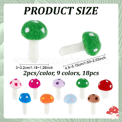 18 pz 9 colori fungo fatto a mano in feltro di lana accessori ornamentali&nbsp;DIY-PH0036-27