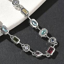 Bracelets à maillons en laiton micro pavé de zircones cubiques colorées&nbsp;BJEW-G764-04P