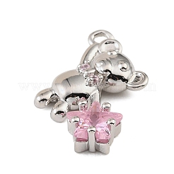 Pendentifs en laiton micro pavé de zircons cubiques roses&nbsp;CU-CBAF17A-12P