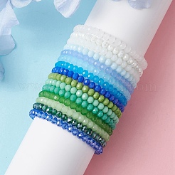 Set di braccialetti elasticizzati con perline di vetro sfaccettato a rondelle in 15 colore&nbsp;BJEW-JB10698
