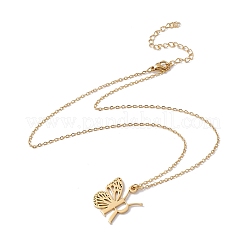 Lettre initiale avec collier pendentif papillon&nbsp;NJEW-C026-01G-R