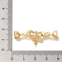 Micro pavé di ottone trasparente cubic zirconia piegato su fermagli&nbsp;KK-K389-027G