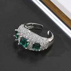 Bagues ouvertes en laiton avec micro pavé de zircones cubiques pour femmes&nbsp;RJEW-L343-13P-04