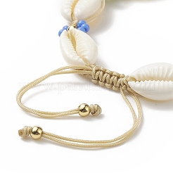 Braccialetti di perline intrecciate di fiori di conchiglia di ciprea naturale e semi di vetro per le donne&nbsp;BJEW-TA00206