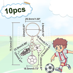 10 llavero colgante de aleación de estilo tibetano con temática de fútbol.&nbsp;KEYC-PH0001-81