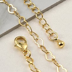 Messing Herz Link Armbänder für Frauen&nbsp;BJEW-G735-07G-01