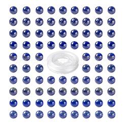 D100pcs 8mm natürliche runde Perlen aus Lapislazuli&nbsp;DIY-LS0002-02