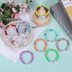 12 Stück 12-teiliges Heishi-Surfer-Stretch-Armband-Set aus Fimo-Scheiben&nbsp;BJEW-SW00117