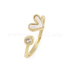 Offene Manschettenringe aus Messing mit Mikropavé-Kubikzirkonia für Damen&nbsp;RJEW-K308-02B-G
