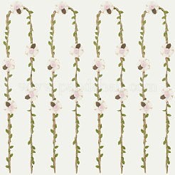 4 bande de chapeau en paille de rotin à fleurs en polyester et lin&nbsp;AJEW-CN0004-40A