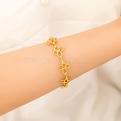 Bracelets à maillons floraux en acier inoxydable 304 pour femmes&nbsp;STAS-H249-20G