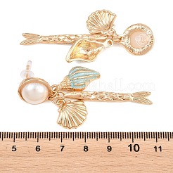 Boucles d'oreilles puces en alliage émaillé avec perles en plastique&nbsp;EJEW-Z172-05G-02