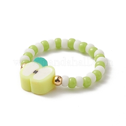 6 Stück 6-teiliges Stretch-Ring-Set aus Polymer-Ton und Samen aus Glas&nbsp;RJEW-TA00070
