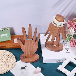 2 Stück handförmiger Ring-Organizer-Ständer aus Holz für den Schreibtisch&nbsp;ODIS-CA0001-33B