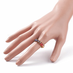 Anello per dito con perline di vetro intrecciato per donna&nbsp;RJEW-JR00467-04
