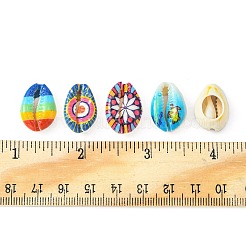40 Stück 5 Stile bedruckte natürliche Kaurimuschelperlen&nbsp;SHEL-FS0001-05