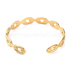 Hohle ovale Manschettenarmreifen aus Edelstahl 304&nbsp;BJEW-F457-28G