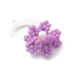 Pendentifs lune et fleur en perles de verre&nbsp;PALLOY-MZ01185-01