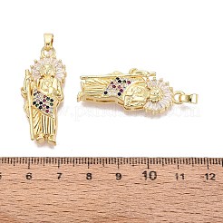 Religiöse Messinganhänger mit Mikropavé-Fassung aus klaren Zirkonia&nbsp;KK-N287-46G-G-02