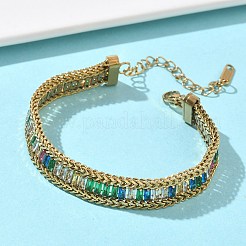 Bracelets doubles rangs en acier inoxydable 304 et verre&nbsp;BJEW-F540-08G